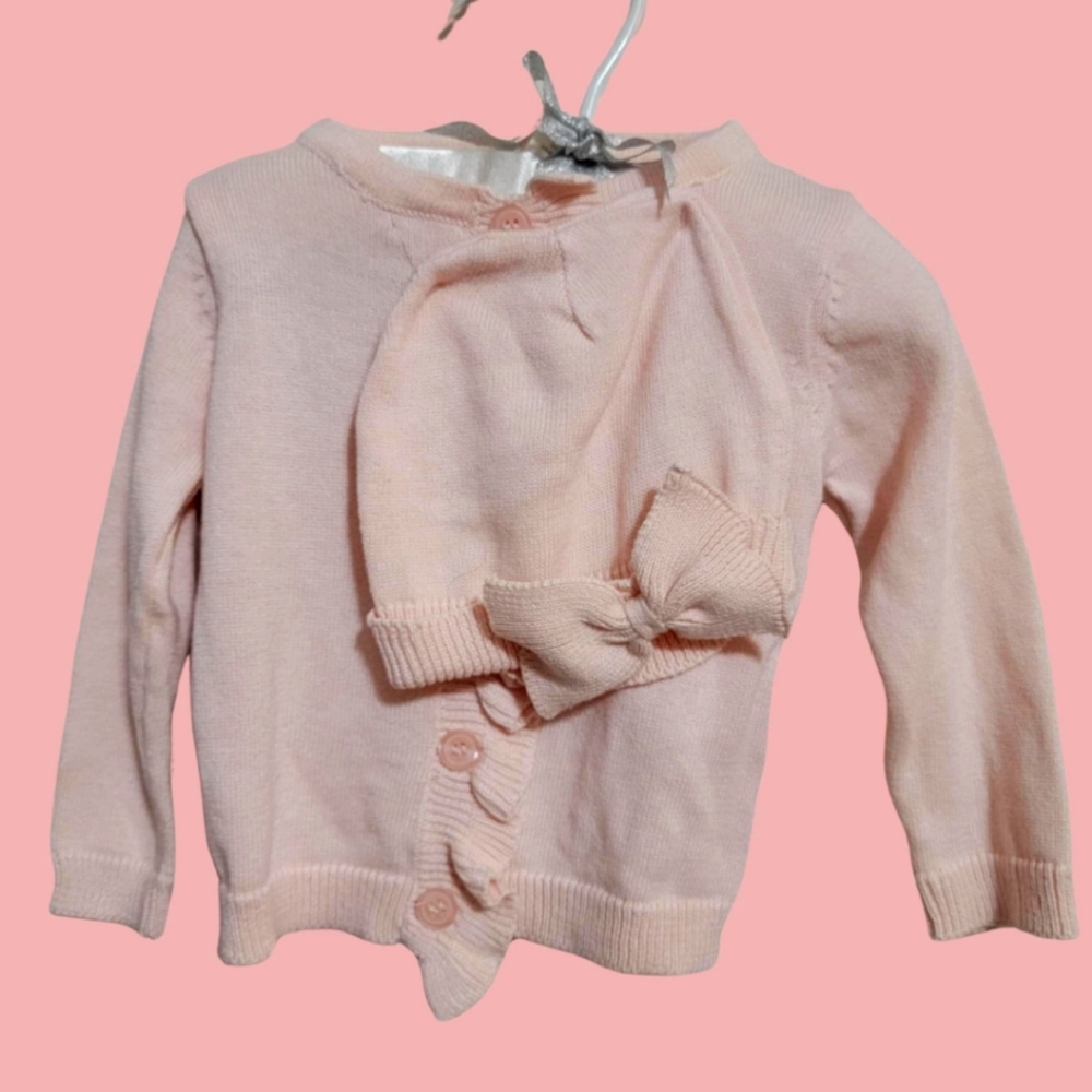 NWOT Laura Ashley Knit Pink Baby Sweater And Hat 3-6 Months